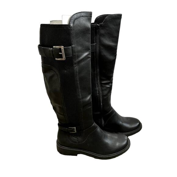 White Mountain Black Meditate Tall Riding Boot Women's Size 6M Stretch Panel NWB - Picture 3 of 9